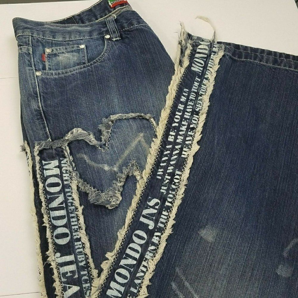 Mondo Denim Jeans Distressed Worn In Streetwear
